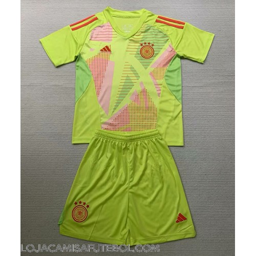 Camisa de Futebol Alemanha Goleiro Equipamento Secundário Infantil Europeu 2024 Manga Curta (+ Calças curtas)